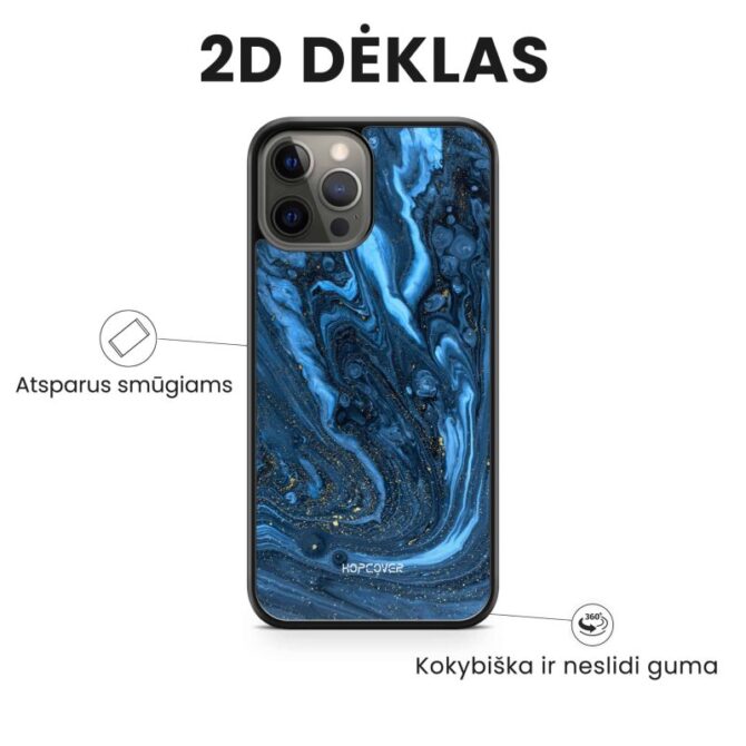 iphone 14 pro max telefono deklas marmurinis melynos spalvos