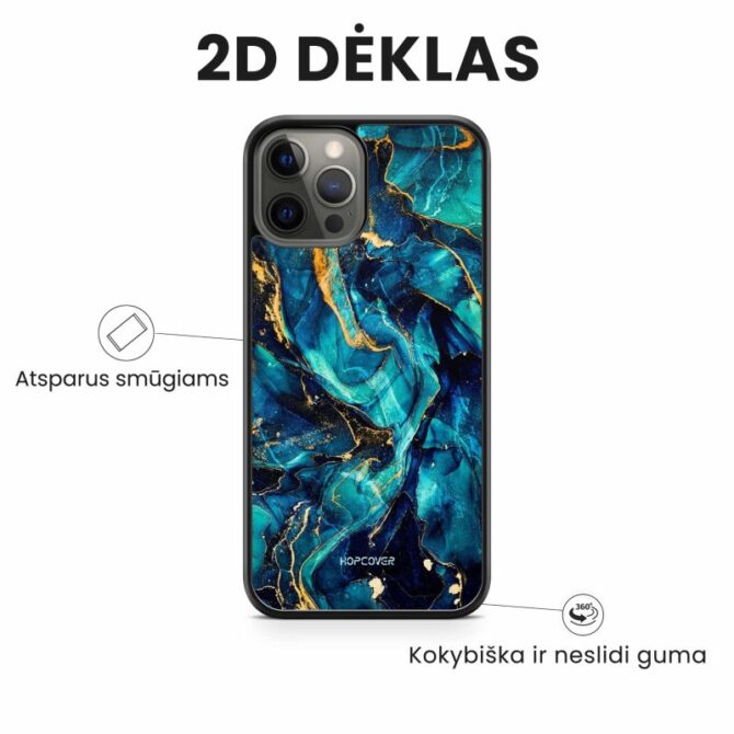 iphone 14 pro max telefono deklas marmurinis zydros melynos spalvos