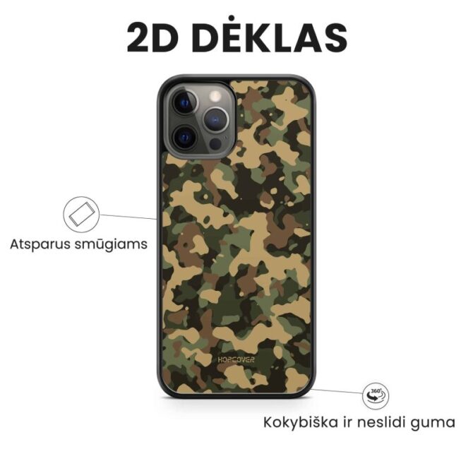 iphone 14 pro max telefono deklas kamufliazinio stiliaus