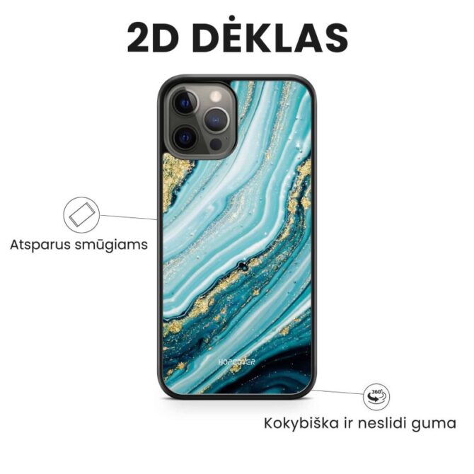 iphone 14 pro max telefono deklas zydros spalvos marmuro stiliaus