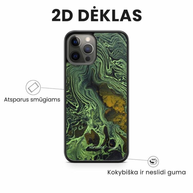 iphone 14 pro telefono dekliukas marmuro stiliaus zalios spalvos