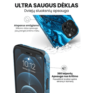 iphone 14 pro max telefono deklas marmurinis melynos spalvos