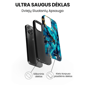 iphone 14 pro max telefono deklas marmurinis zydros melynos spalvos
