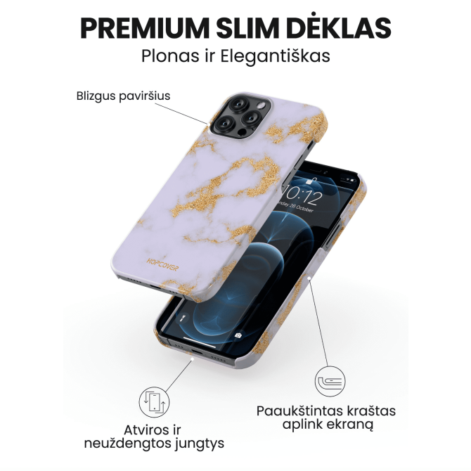 iphone 14 pro max telefono deklas marmurinis violetines ir auksines spalvos
