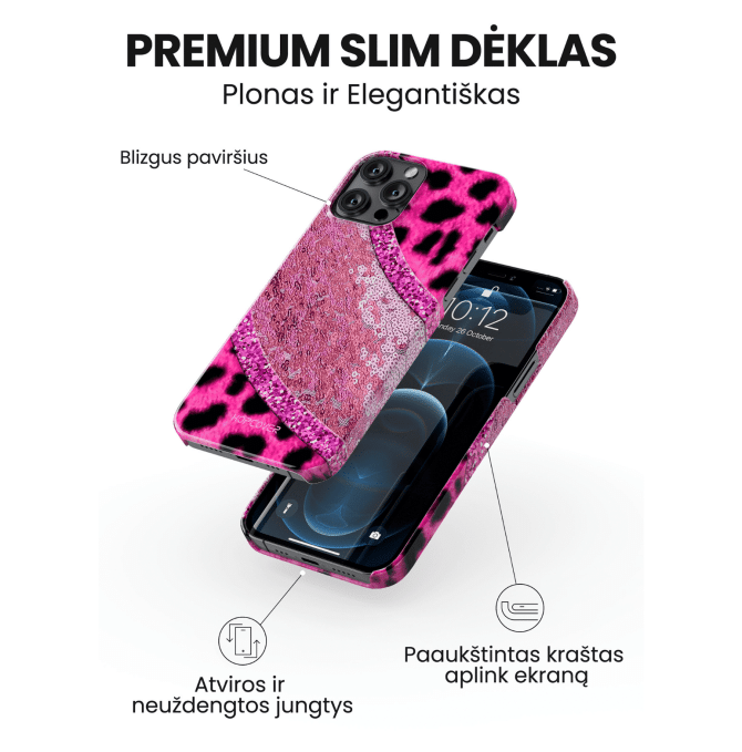 iphone 14 pro max telefono deklas rozines spalvos leopardo stiliaus