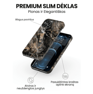 iphone 14 pro max telefono deklas marmuro stiliaus rudos spalvos