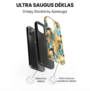 iphone 14 pro max telefono deklas auksines spalvos su leopardu