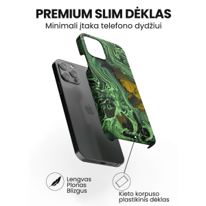 iphone 14 pro telefono dekliukas marmuro stiliaus zalios spalvos