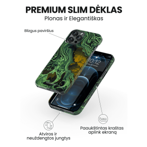 iphone 14 pro telefono dekliukas marmuro stiliaus zalios spalvos