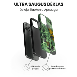 iphone 14 pro telefono dekliukas marmuro stiliaus zalios spalvos