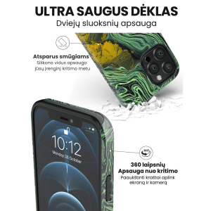 iphone 14 pro telefono dekliukas marmuro stiliaus zalios spalvos