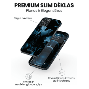 iphone 14 telefono dekliukas juodos ir melynos spalvos