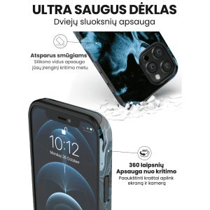 iphone 14 telefono dekliukas juodos ir melynos spalvos