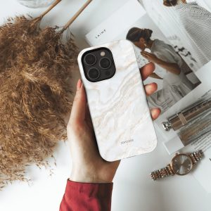 iphone 14 telefono dekliukas baltos spalvos marmuro stiliaus