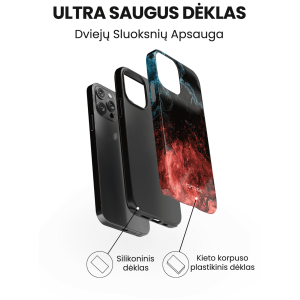 Apple iphone 14 telefono deklas raudonas ir melynas marmurinis
