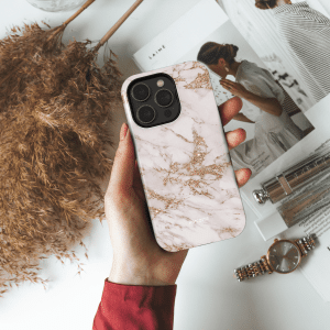 prabangus Apple iphone 14 telefono deklas rozines spalvos marmurinis