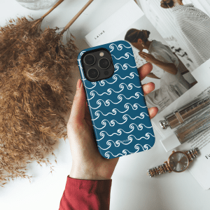 iphone 14 pro max telefono deklas melynas su bangomis