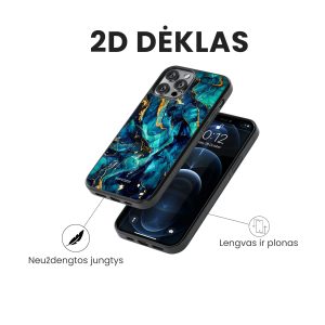 iphone 14 pro max telefono deklas marmurinis zydros melynos spalvos
