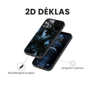 iphone 14 telefono dekliukas juodos ir melynos spalvos
