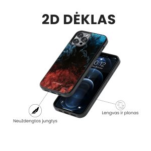 Apple iphone 14 telefono deklas raudonas ir melynas marmurinis