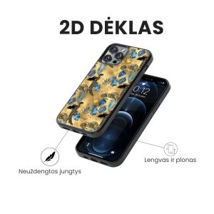 iphone 14 pro max telefono deklas auksines spalvos su leopardu