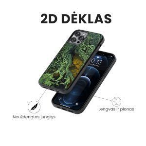 iphone 14 pro telefono dekliukas marmuro stiliaus zalios spalvos