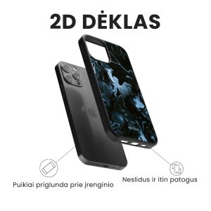 iphone 14 telefono dekliukas juodos ir melynos spalvos