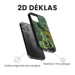 iphone 14 pro telefono dekliukas marmuro stiliaus zalios spalvos