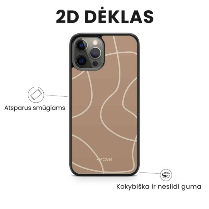 prabangus iPhone telefono deklas smelio spalvos su linijomis