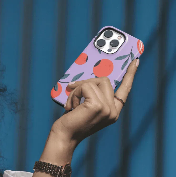 Apple iphone telefono deklas su vaisiais