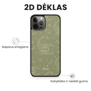 Hopcover iPhone telefono deklas su zodiaku skorpionas zalios spalvos