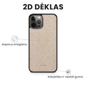 Hopcover iPhone telefono deklas su zodiaku tauras smelio spalvos