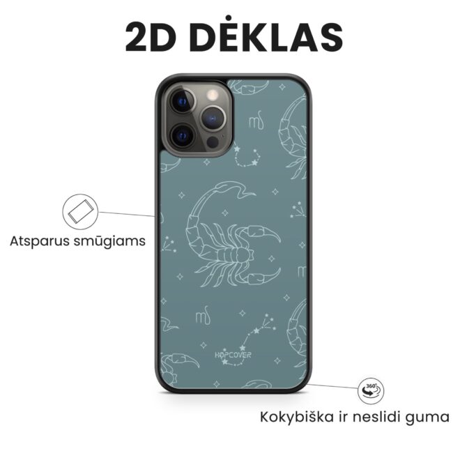 Hopcover iPhone telefono deklas su zodiaku tauras melynos spalvos