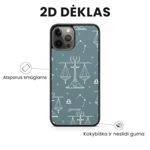 Hopcover iPhone telefono deklas su zodiaku svarstykles melynos spalvos