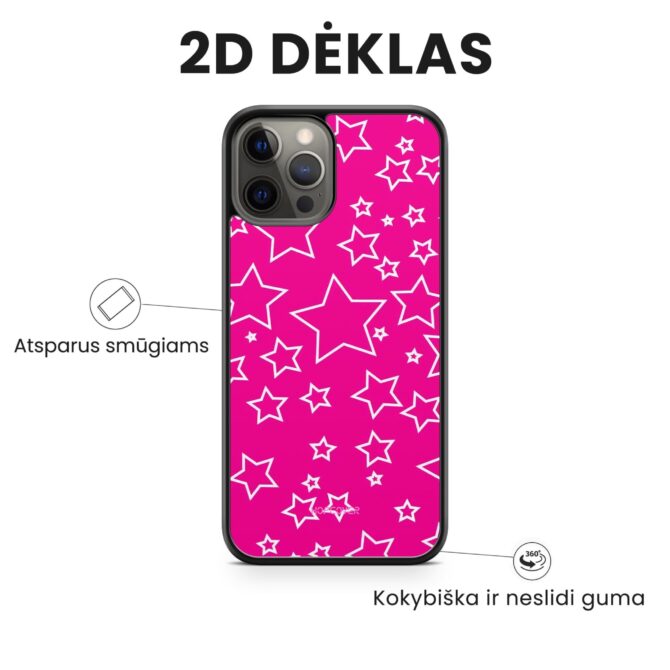 Hopcover iPhone telefono dekliukas rozinis su zvaigzdemis