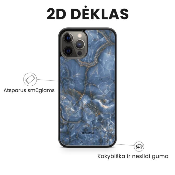 Hopcover iPhone telefono dekliukas su melynu marmuru