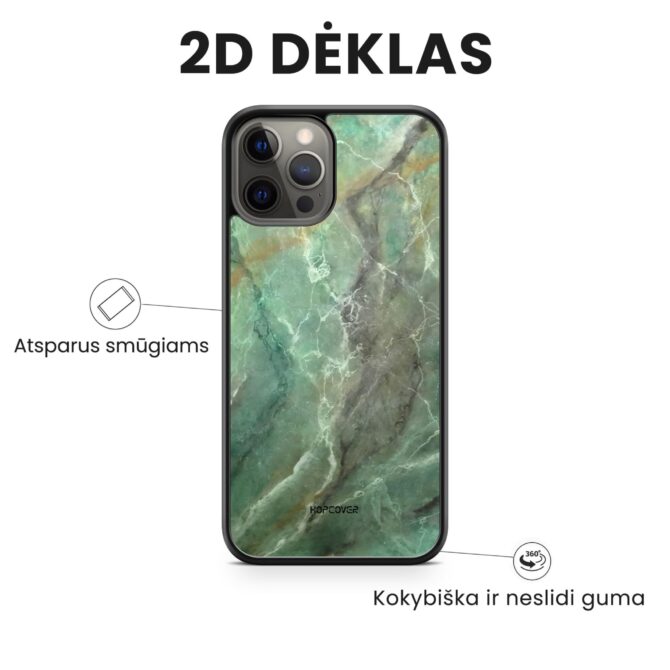 Hopcover iPhone telefono dekliukas zalios spalvos marmuras