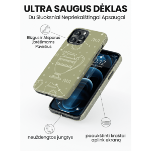 Hopcover iPhone telefono deklas su zodiaku vandenis melynas