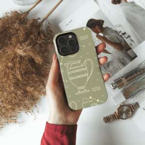 Hopcover iPhone telefono deklas su zodiaku vandenis melynas