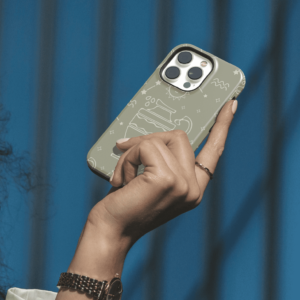 Hopcover iPhone telefono deklas su zodiaku vandenis melynas