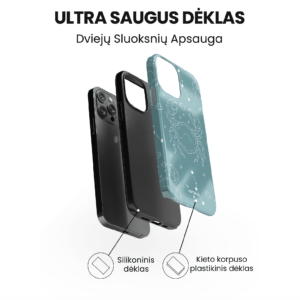 Hopcover iPhone telefono deklas su zodiaku vezys melynos spalvos