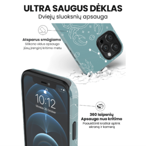 Hopcover iPhone telefono deklas su zodiaku vezys melynos spalvos