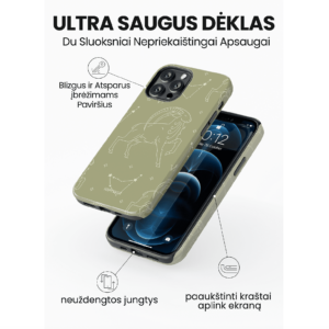 Hopcover iPhone telefono deklas su zodiaku oziaragis zalios spalvos