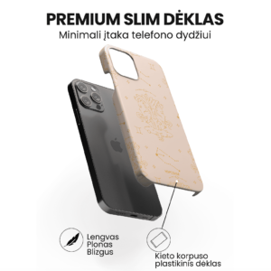 Hopcover iPhone telefono deklas su zodiaku dvyniai smelio spalvos