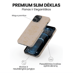 Hopcover iPhone telefono deklas su zodiaku dvyniai smelio spalvos