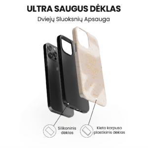 Hopcover iPhone telefono deklas su zodiaku dvyniai smelio spalvos