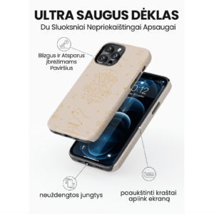 Hopcover iPhone telefono deklas su zodiaku dvyniai smelio spalvos