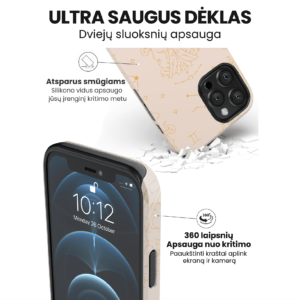 Hopcover iPhone telefono deklas su zodiaku dvyniai smelio spalvos