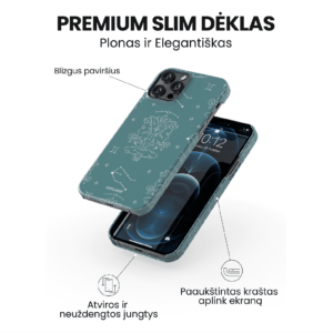 Hopcover iPhone telefono deklas su zodiaku dvyniai melynos spalvos