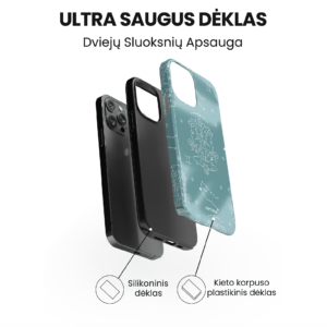 Hopcover iPhone telefono deklas su zodiaku dvyniai melynos spalvos